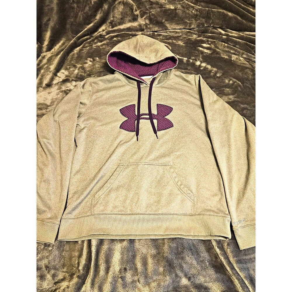 Under Armour UA Storm Men's Gray/Purple Fleece Pullover Hoodie w/ Pockets L